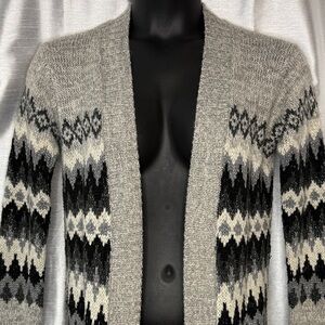 American Eagle Outfitters Open Cardigan Fair Isle Pockets Acrylic Women’s Medium